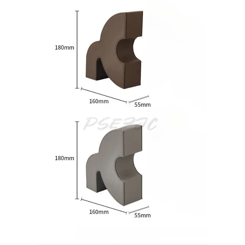 1pc Modern Minimalist Wooden Leather Bookshelf Study TV Cabinet Office Decoration and Ornaments