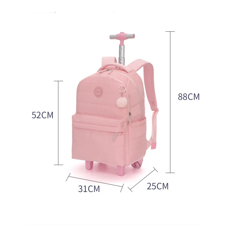 Conjunto de mochila escolar com rodinhas, mochila escolar para meninas, estudantes, mochila com rodas, carrinho, bagagem de viagem, bolsa para livros