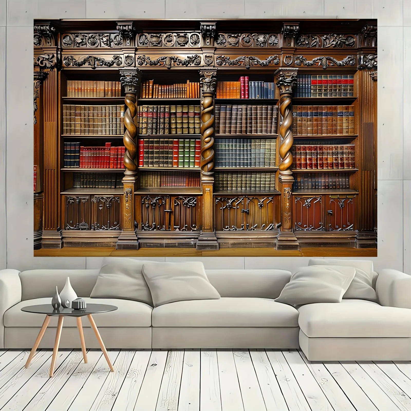 Vintage bookshelves on old books Photography background Library vintage bookcase background curtain wallpaper