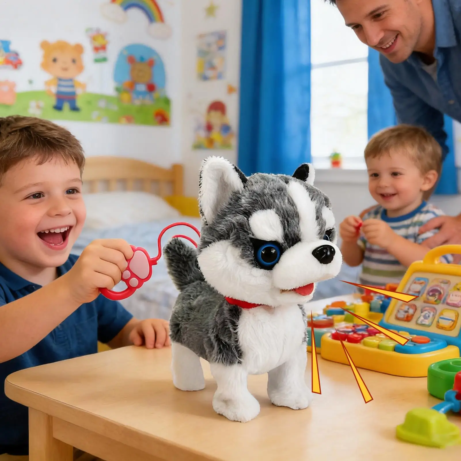 Robotic Dog Realistic Dog Stuffed Animals Robotic Pretend Play Puppy Pets for Youth Boys Girls Home Travel Classroom Bedroom
