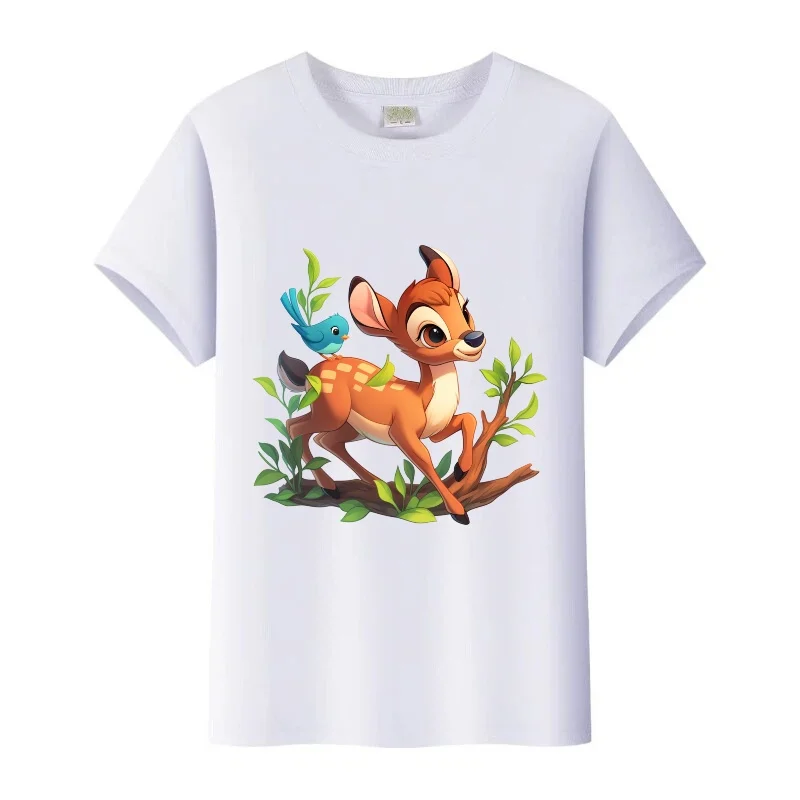 

Casual Disney Bambi Print Kids T-Shirt Girl O-Neck Tops Women Summer Tshirt Unisex Men Loose Blouses Boy Short Sleeves Tees Gift