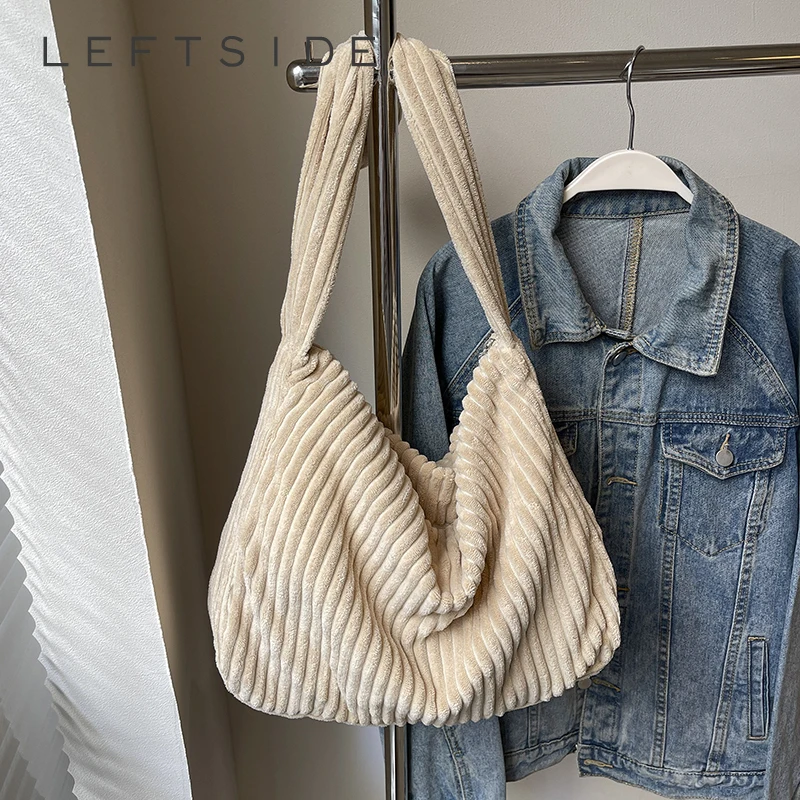 

Левая сторона, женская вельветовая сумка на плечо большой вместимости, зима 20225, новая тенденция, модная ретро-сумка, роскошные брендовые дизайнерские сумки