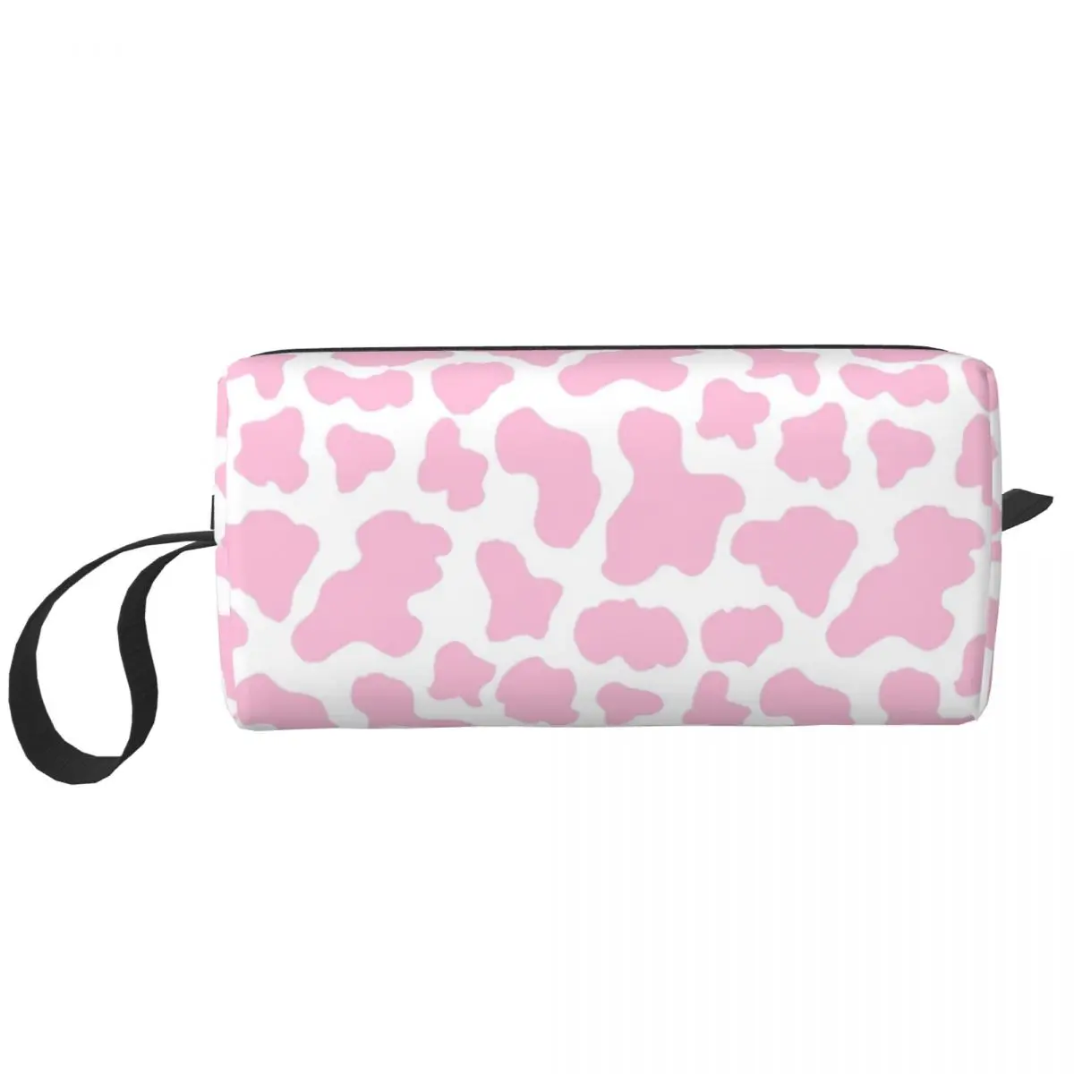 Pink Strawberry Cow Print Aesthetic Makeup Bag Cosmetic Storage Dopp Kit Toiletry Cosmetic Bag for Women Beauty Pencil Case