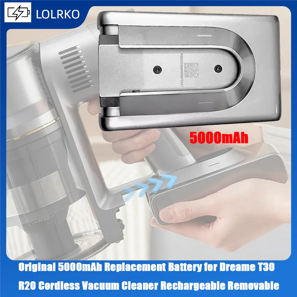 

Original 5000mAh Replacement Battery for Dreame T30 R20 Cordless Vacuum Cleaner Rechargeable Removable Cordless Extra Battery