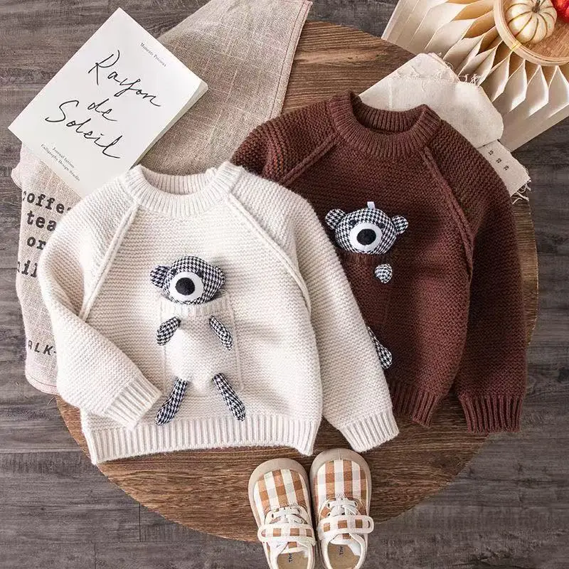 

1-6 Years Spring and Autumn Korean Version Children's Clothing Boys' Knitted New Fashion Children's Round Neck Sweater 80-130CM