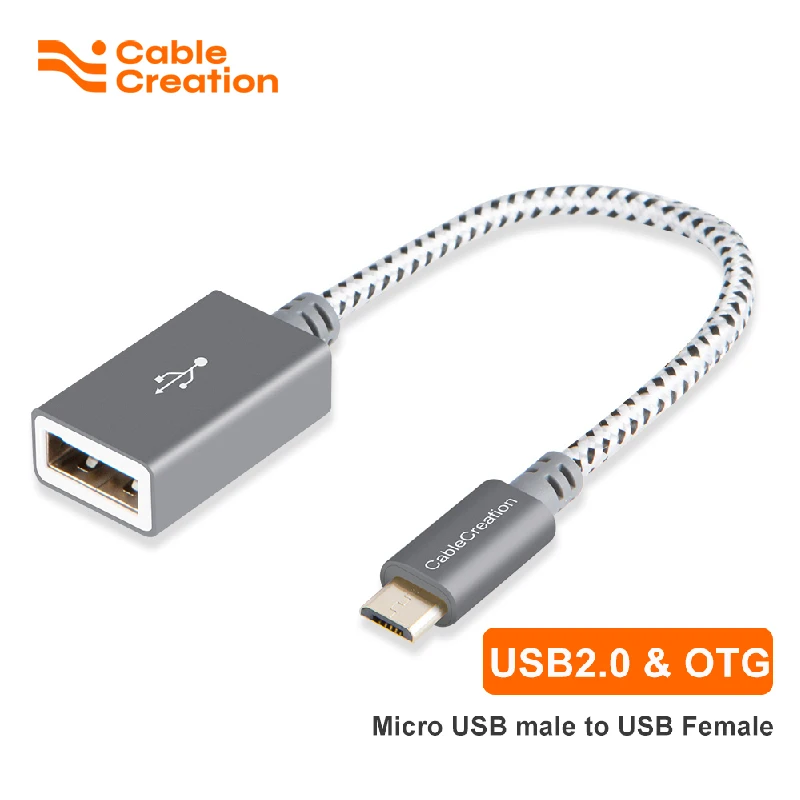 CableCreation USB to Micro USB Adapter, 0.15m, Male to Female, for Micro-B Devices, Flash Drive, Mouse, Keyboard