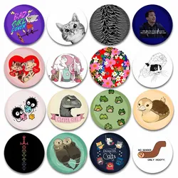 TV Girl Pins Creative Funny Cat Duck Words Images Round Snap-in Brooch Clothing Shirt Hat Cartoon Badge Accessories Jewelry Gift
