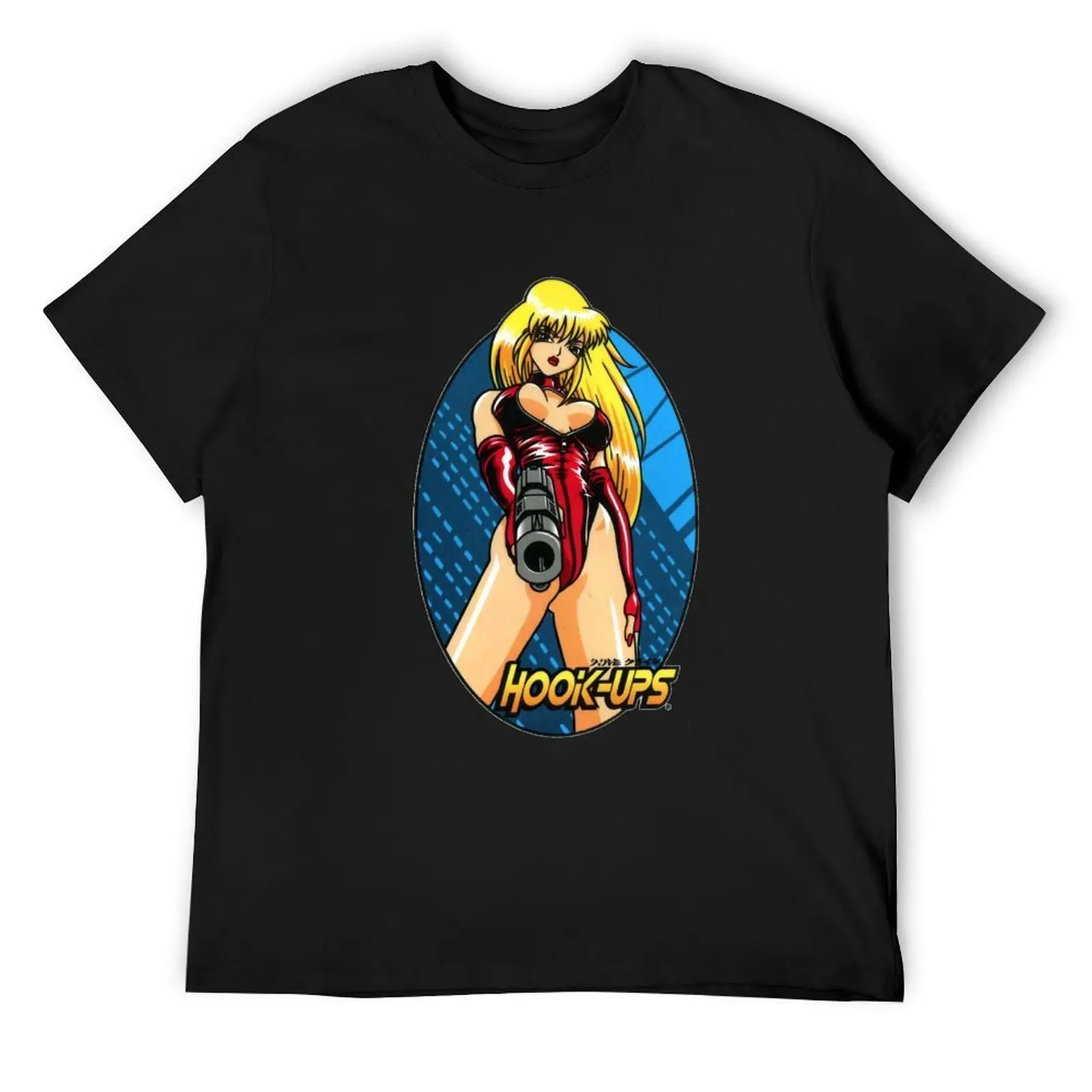 

Vintage Anime Girl Hook Ups Classic T-Shirt plain rapper graphic tees blue lock designer shirts Men's t shirts