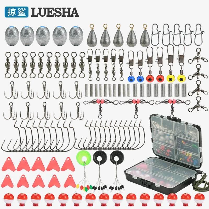 

264Lure Bait Set Multiple Accessories Crank Hook Snap Ring Sinkers Accessories Set Fishing Supplies