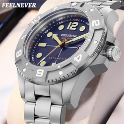 LIGE FeelNever Vintage Dive Mechanical Men's Watches Explore Sport 50Bar Waterproof Luminous Wristwatch Auto Date Man Watch+Box