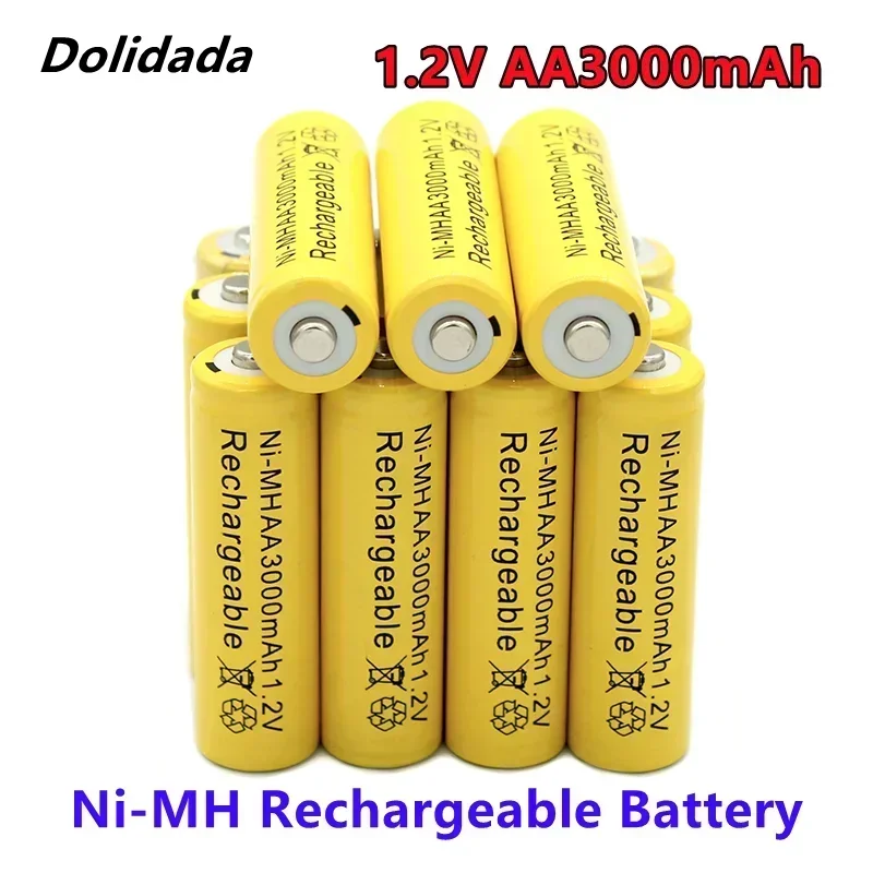 Piles 100% Originales, 1.2V, 3000mAh, NI MH, AA, Préchargées, Rechargeables, Pour Jouets, Appareil Photo, Microphone