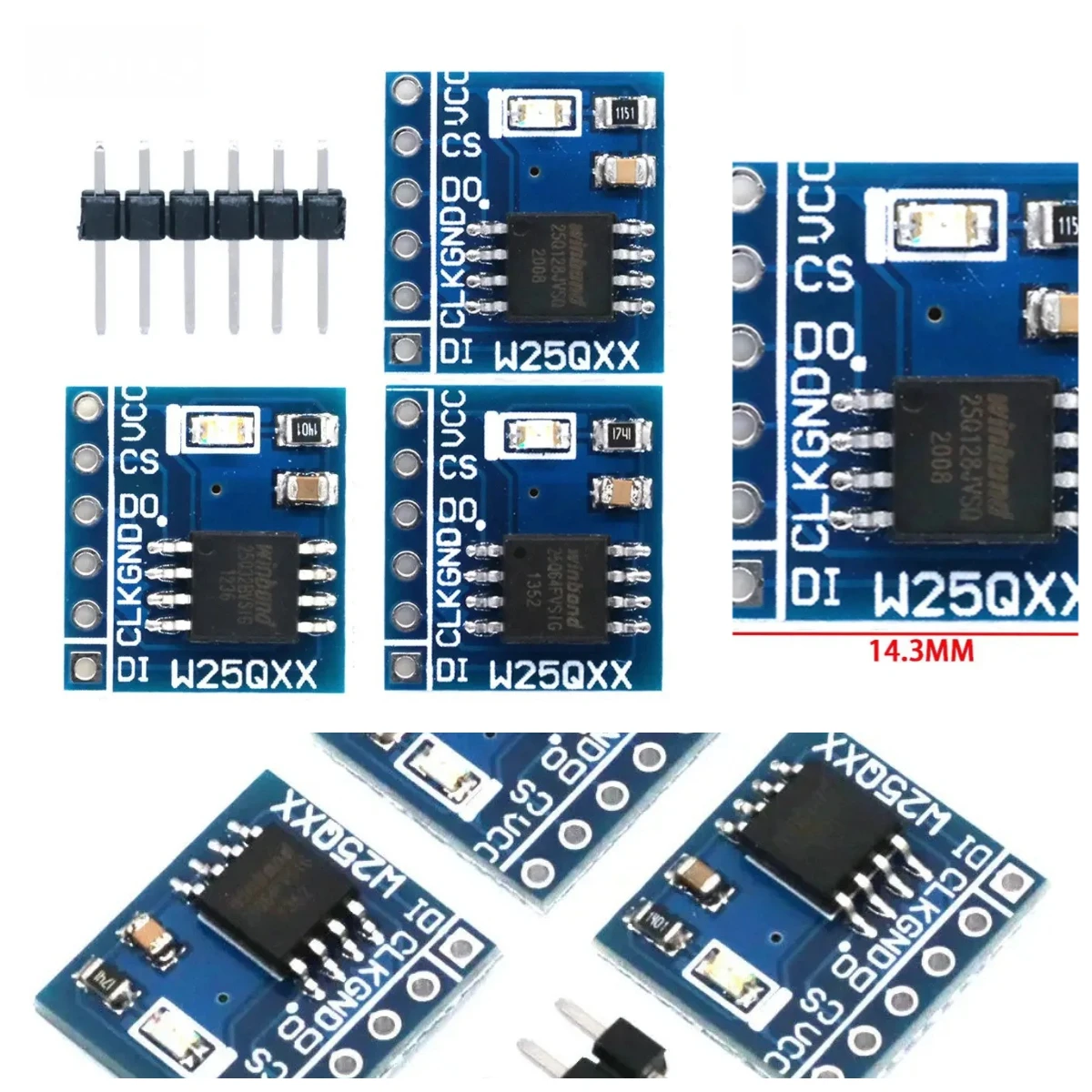 High-Density SPI Flash Storage Module – W25Q32 (4MB), W25Q64 (8MB), W25Q128 (16MB) SPI Memory Board for STM32 & BV/FV Projects
