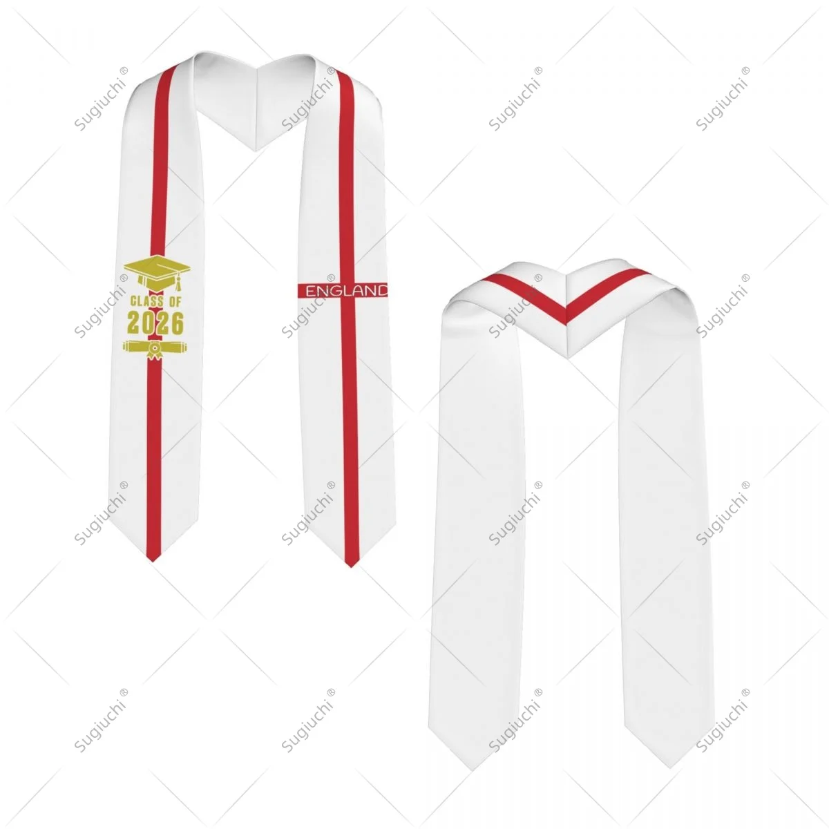 

England Flag Class Of 2026 Graduation Stole Sash Scarf For International Students Proud Ceremony Adult Unisex