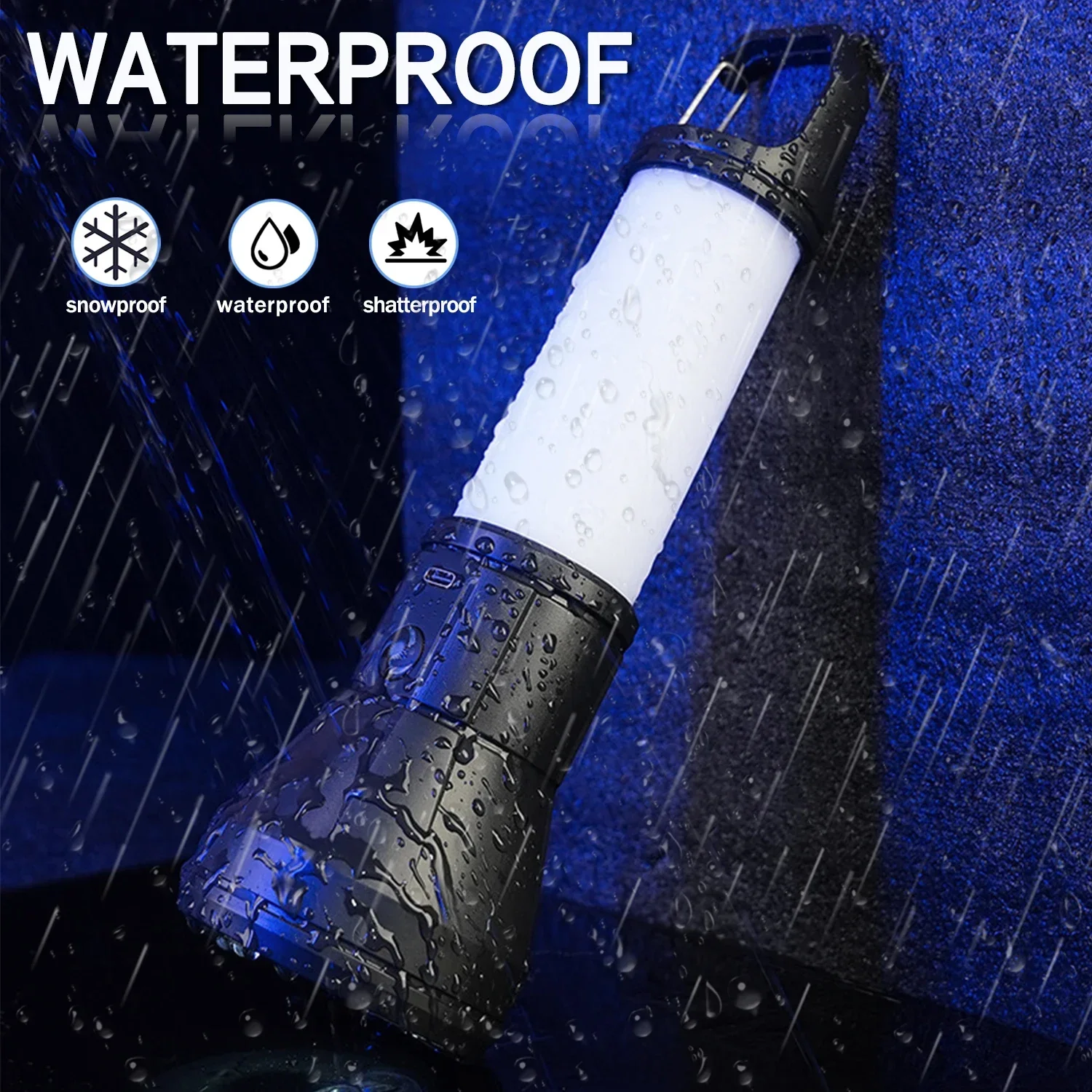 Type-C USB Rechargeable Flashlight Super Bright LED Flashlight Outdoor Waterproof Torch Camping Light Tent Lamp