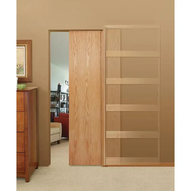 Modern interior sliding wooden pocket door sliding for bathrooms