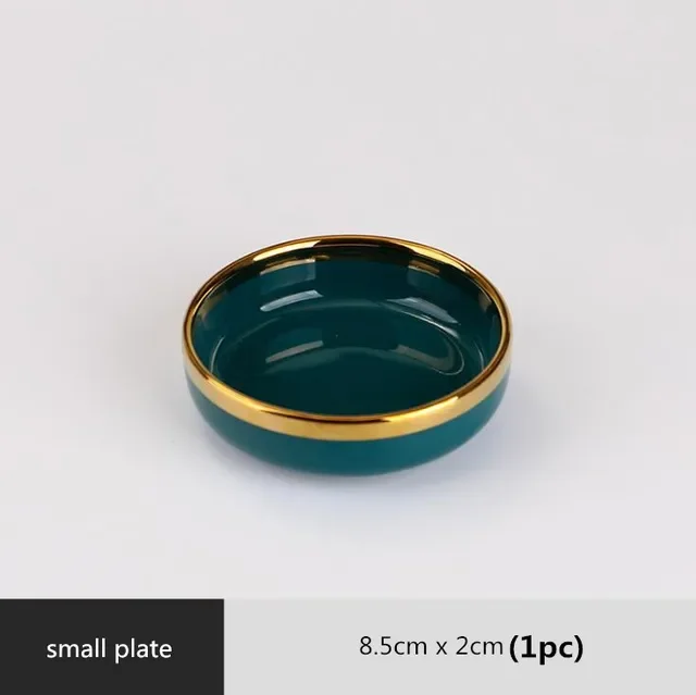 Green Ceramic Plate Steak Food Plates Bowls Ins Dinner Dish Luxurious Porcelain Dinnerware Set For Family Hotel