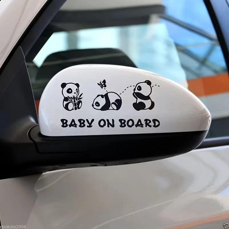 on Board Car Sticker - Cute Panda Decoration with Matte Finish, Self-Adhesive Vinyl Decal for Rear Window, Doors, Bumpers - Easy
