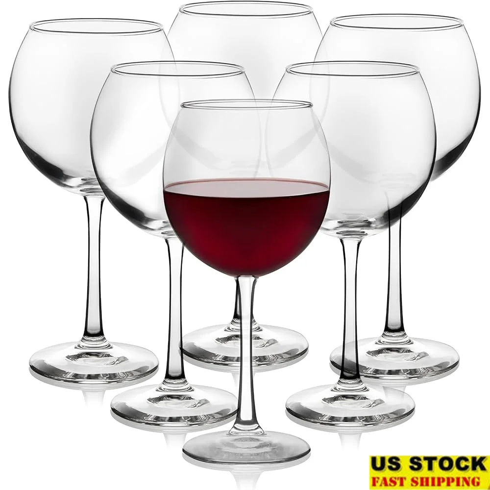 

Elegant Large Red Wine Glasses Set of 6 18.25 Oz Balloon Design Dishwasher Safe Perfect Weddings Birthdays Gatherings