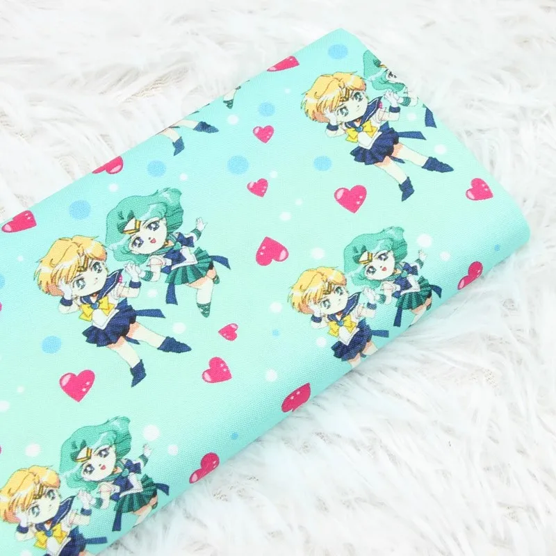 

Cartoon Sailor Moon Sweet Hearts 100 Cotton Fabric Sewing Material For DIY Patchwork Textile Tissu Home Clothing