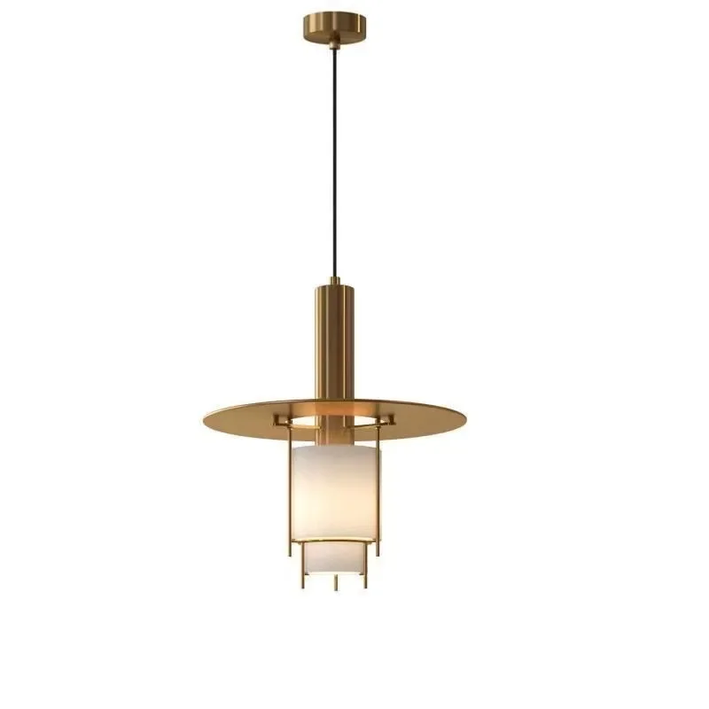 

Modern Golden Restaurant Chandelier with Creative Flying Saucer Shaped Frosted Glass Lamp Bedroom Bedside Pendant Lights