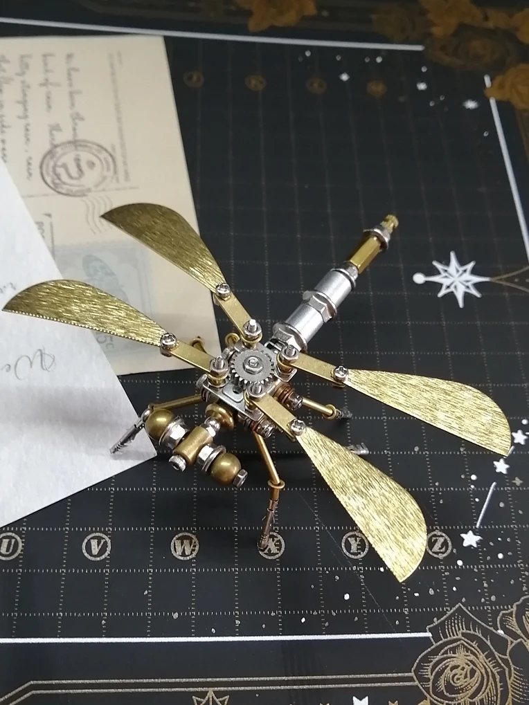 Mechanical Dragonfly Steampunk Metal Assembly Model 3D Stereoscopic Puzzle Handmade DIY Toy Gifts