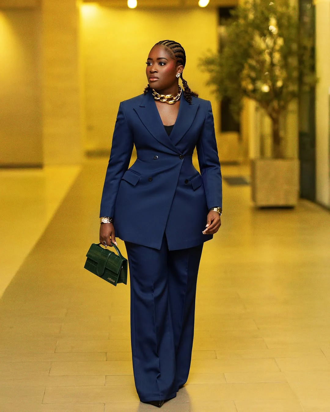 Customized Peaked Lapel Women Suits Loose Long Sleeve Jacket Wide Leg Pants Casual 2 Pieces Blazer Plus Size Formal Dress