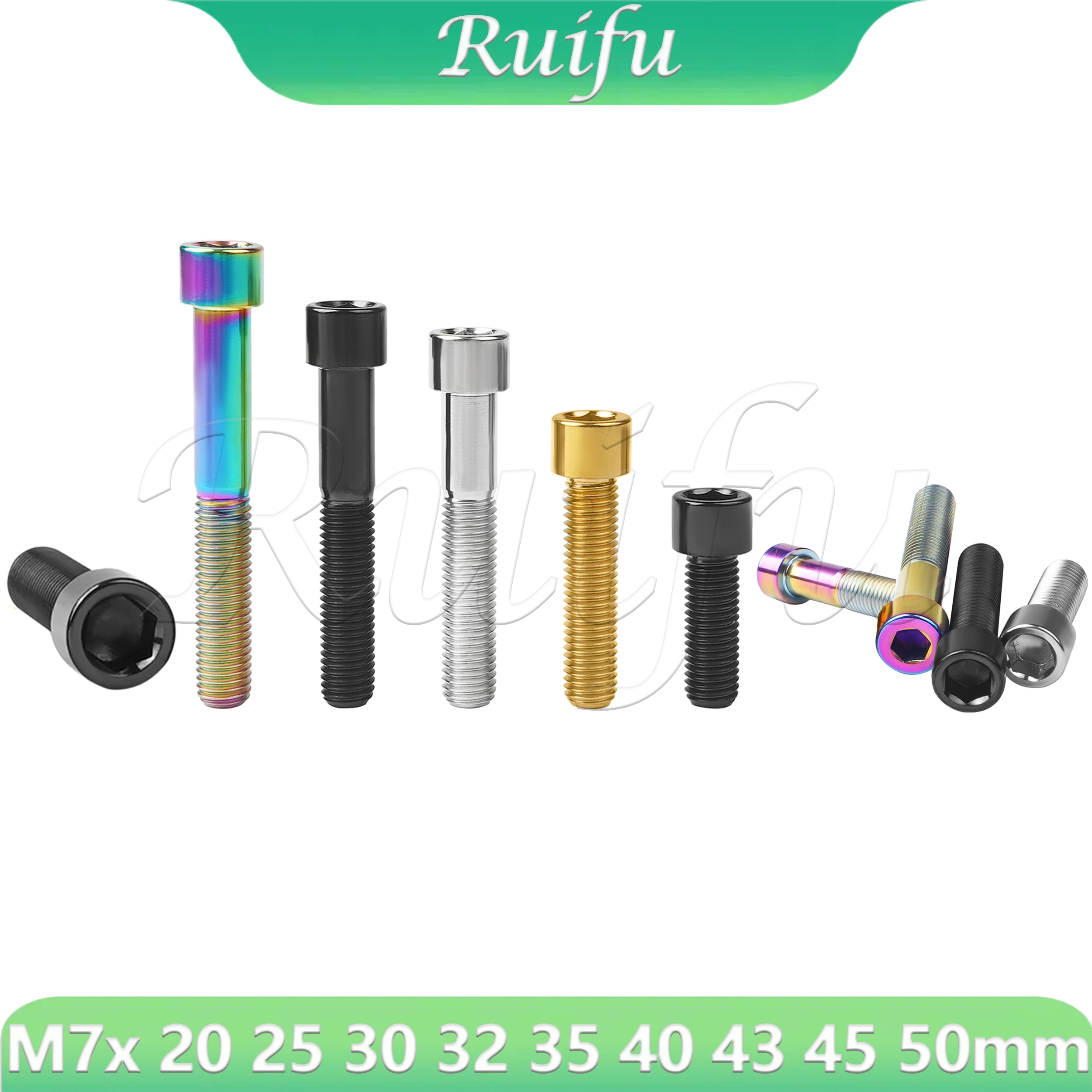 

Ruifu Titanium Bolt M7x 20 25 30 32035 40 43 45 50mm Allen Key Socket Head Screw for Bicycle Motorcycle Car