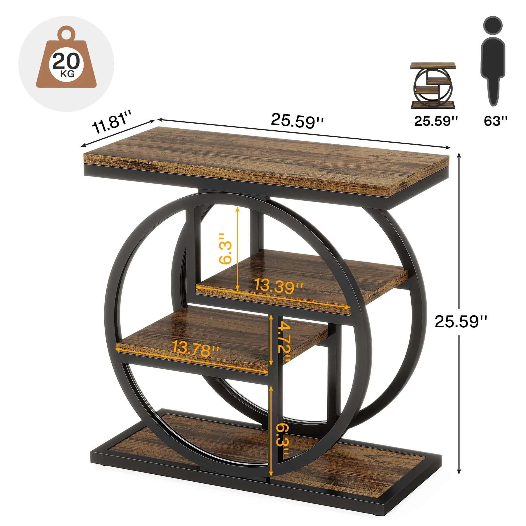 Tribesigns End Table for Living Room, 4-Tier Narrow Side Table with Storage Shelves, Industrial Bedside Table for Bedroom, Wood