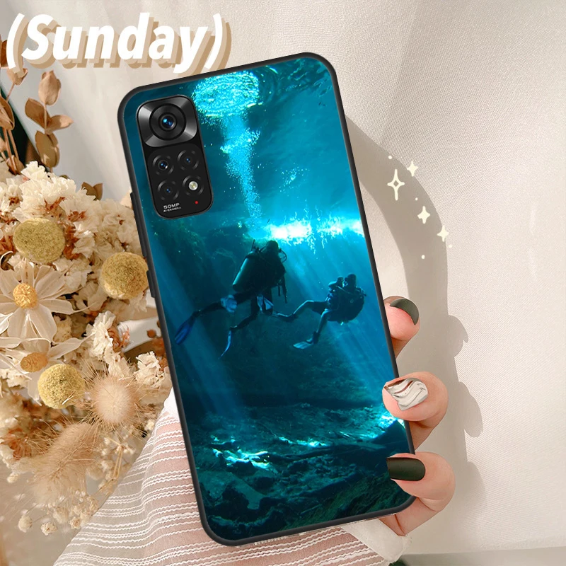 Scuba Diving Diver Case For Redmi Note 11 10 8 9 12 Pro Plus Note 12S 11S 10S 9S Cover For Redmi 12C 9C 10C 10A