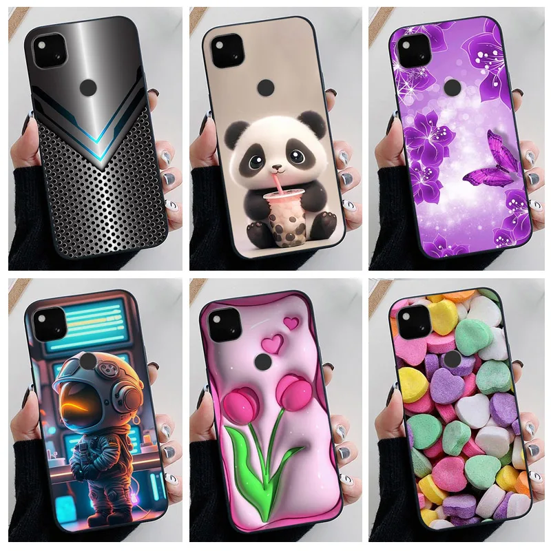 Funda para Google Pixel 4A 5A 6A 5 4 A 4G 5G negro lindas flores suave TPU funda de teléfono de silicona para Google Pixel 3A XL 6 Pro Capa