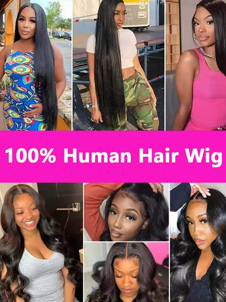 40 46Inch Body Wave Wigs Human Hair 13x6 13x4 HD Lace Frontal 100% Human Hair Wig For Black Women 250 Density Lace Closure Wigs image 5