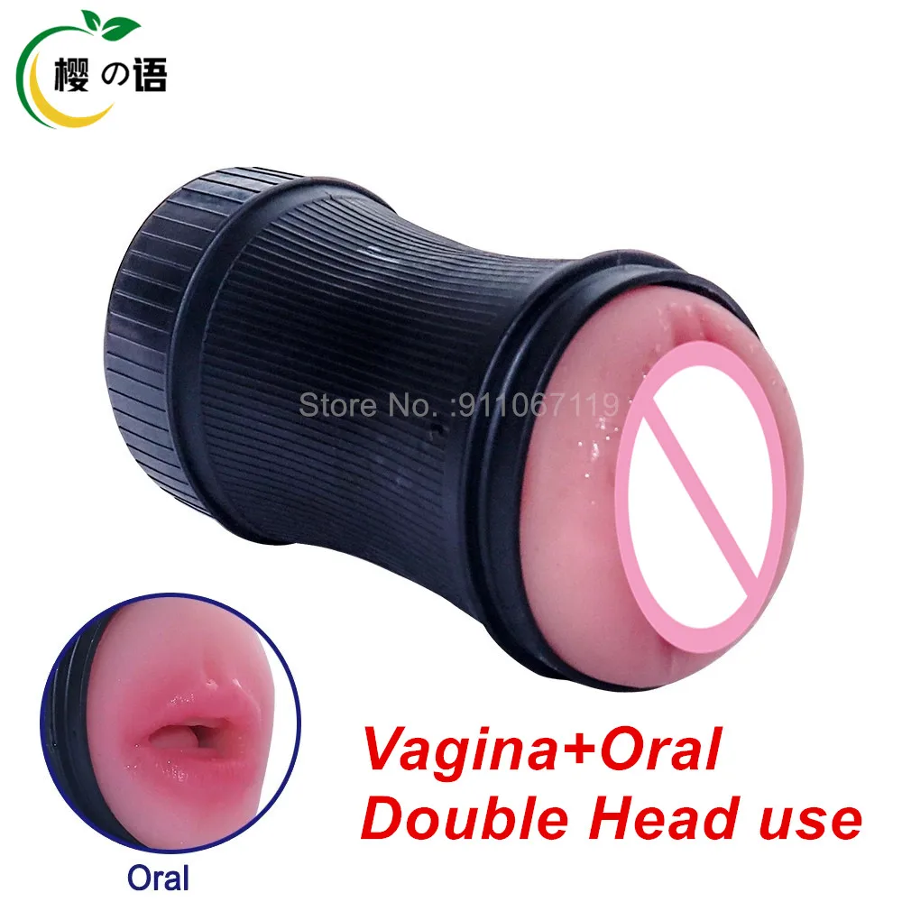 Double Head Use Manual Male Masturbator Realistic Vagina Oral Blowjob Cup Masturbation Machine Adult Erotic Sex​ Toy for Men 18+