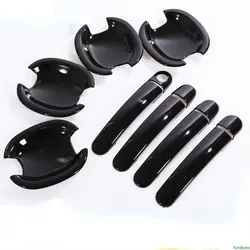 Glossy Black Chrome Car Door Handle Covers Stickers for Skoda YETI 2009 2010 2011 2012 2013 2014 2015 2016 2017 Accessories