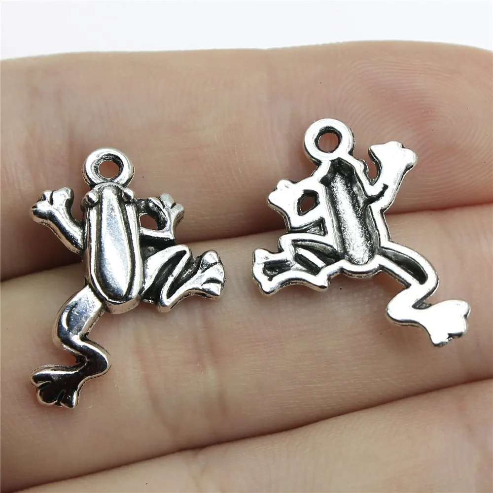 WYSIWYG 20pcs 23x17mm Pendant Frog Animal Frog Charm Pendants For Jewelry Making Antique Silver Color Tree Frog Pendants