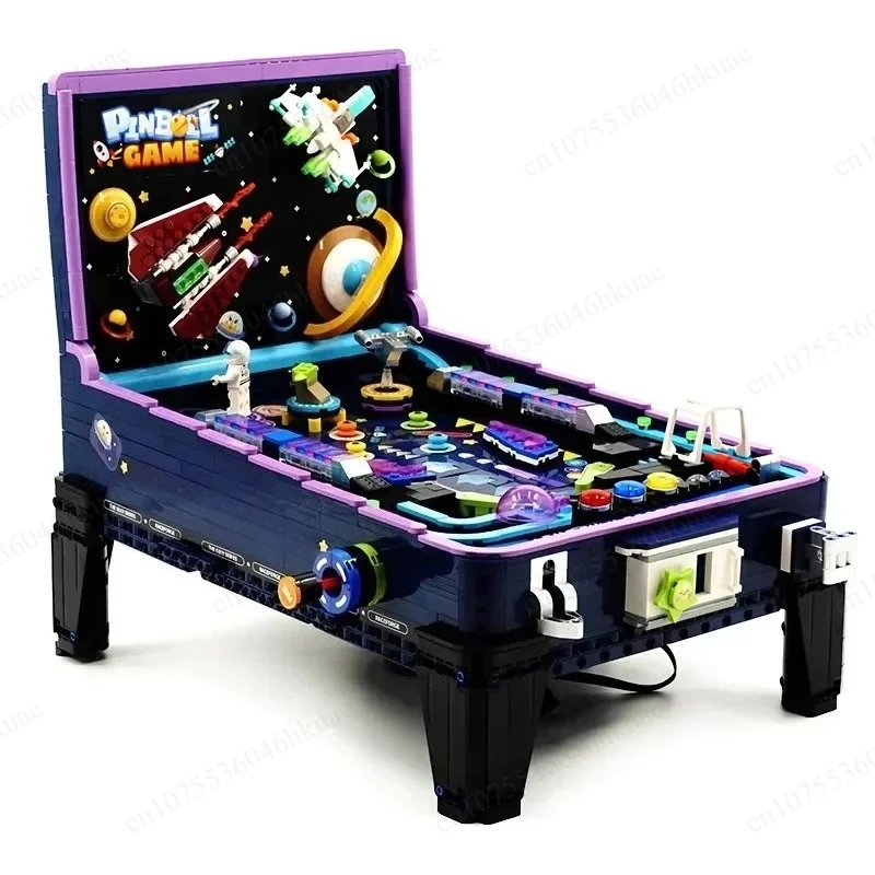 Technical MOC Pinball Table Game Machine Model, Assembling Building Bricks Kit for Holiday Present