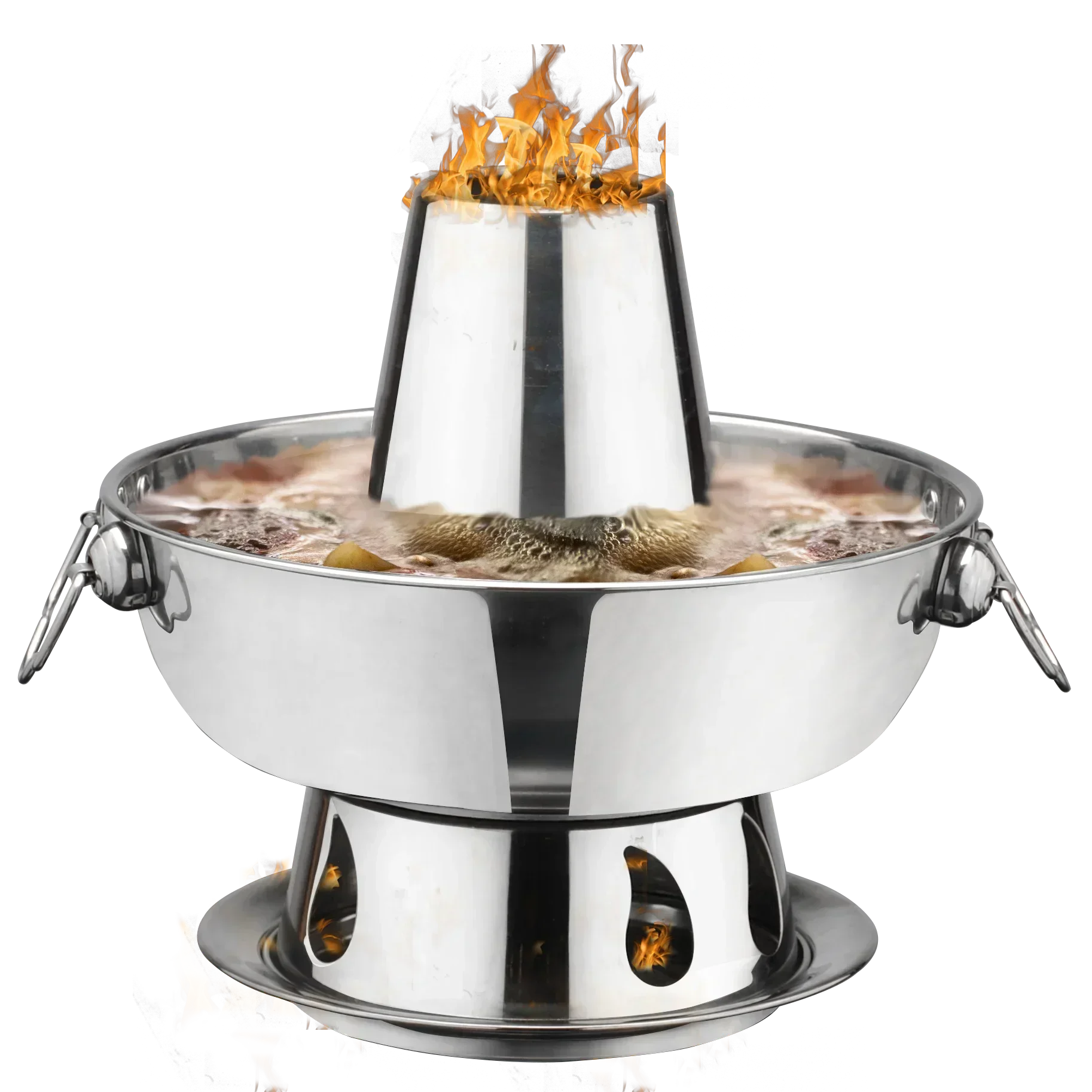 1.8 Liters High Quality  Stainless Steel Hot Pot, Chinese Fondue Lamb Chinese Charcoal Hotpot Outdoor Cooker Picnic Cooker