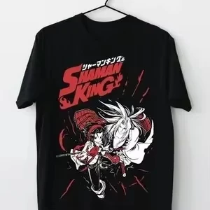 Shaman King Yoh Asakura Anime T-shirt Men Women Cotton Vintage Graphic Print Short Sleeve Harajuku Otaku Streetwear Top Hot Sale