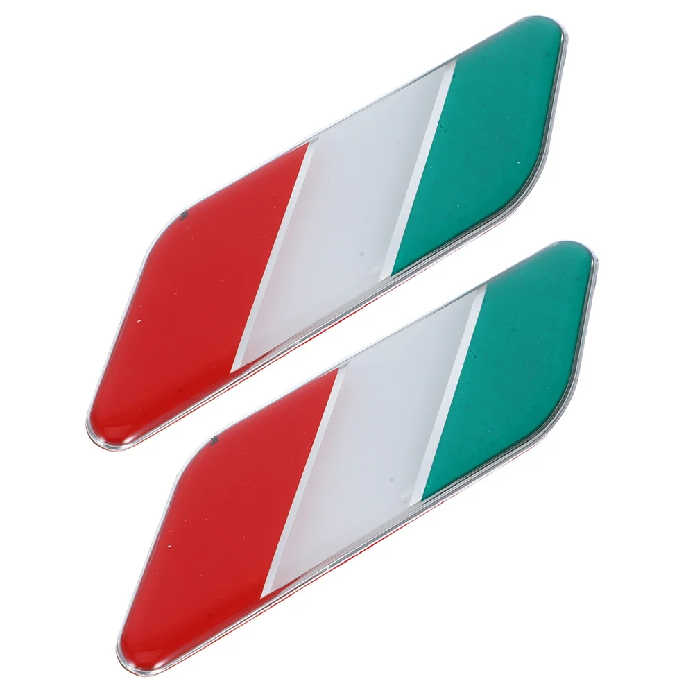 

2Pairs Italy Flag Car Badge Aluminum Alloy Durable Waterproof Automotive Sticker Vehicle Exterior Decoration Decal