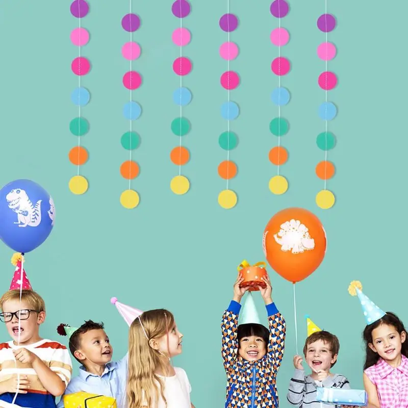 33pcs 4m Paper Circle Dots Bunting Banner for Wedding and Doors, Chic Indoor and Outdoor Decoration, Colorful Hanging Wall Decor