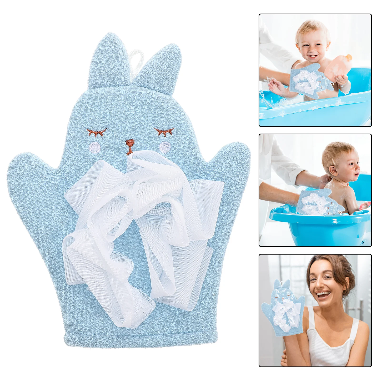 

Baby Bath Mitt Exfoliating Glove Bunny Shaped Soft Washcloth For Kids Toddlers Body Scrubber Bathing Tool Kids Wash Cloths For