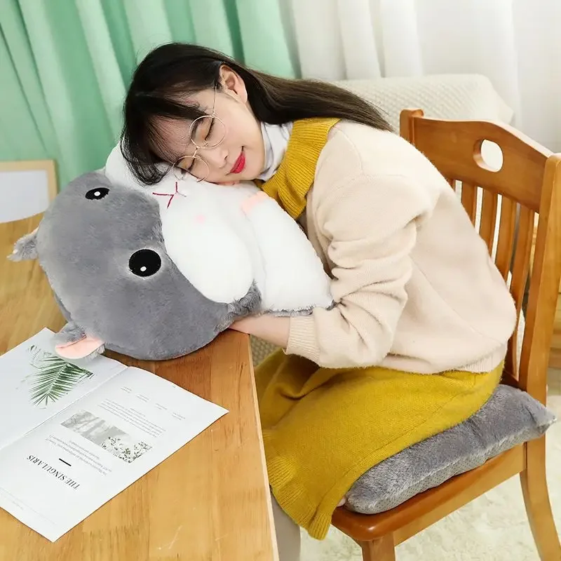 Cute Hamster Hand Warmer Pillow Sleeping Cushion Office Student Chair Cushion Seat Cushion Chair Winter Thickened Backrest