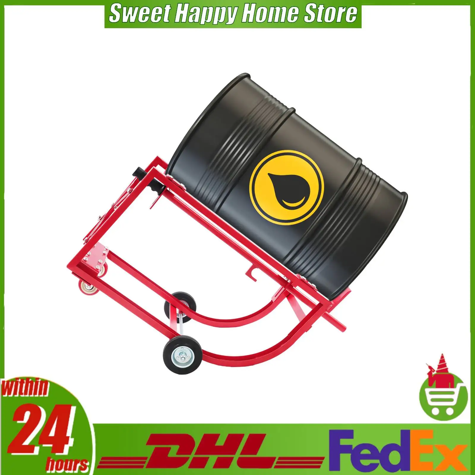 

600 lbs Drum Cradle Hand Truck Movable Drum Cradle for 55Gal Oil Drum Utility Transport Cart