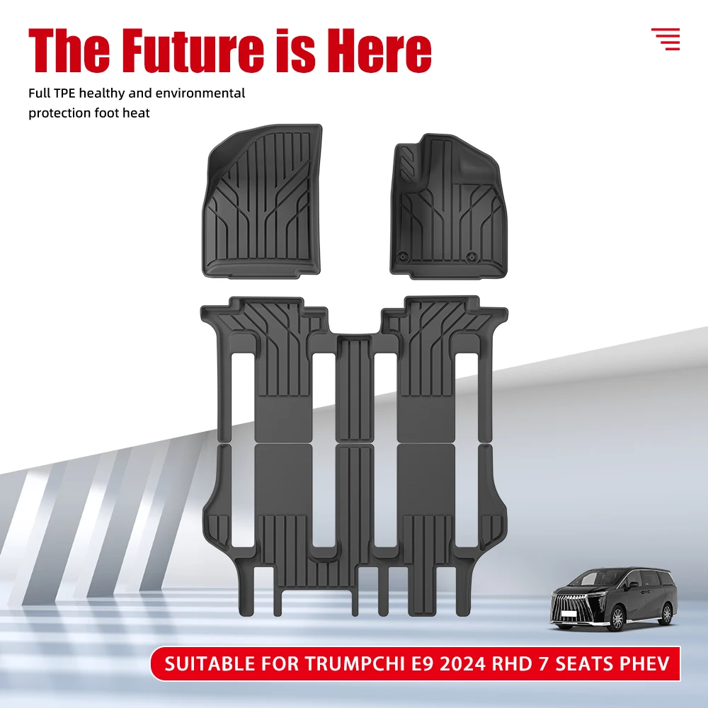 مخصص جميع الأحوال الجوية TPE مقاوم للماء والغبار سيارة الكلمة حصيرة 2024 Trumpchi E9 RHD 7 مقاعد PHEV سيارة حصيرة