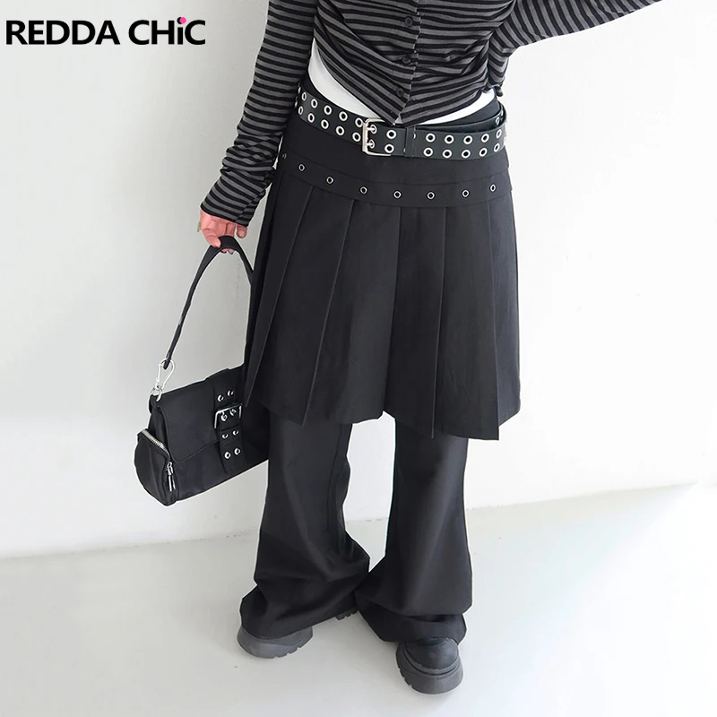 

Брюки REDDACHiC в стиле гранж с плиссировкой, черные, с широкими штанинами, повседневные, винтажные, женские