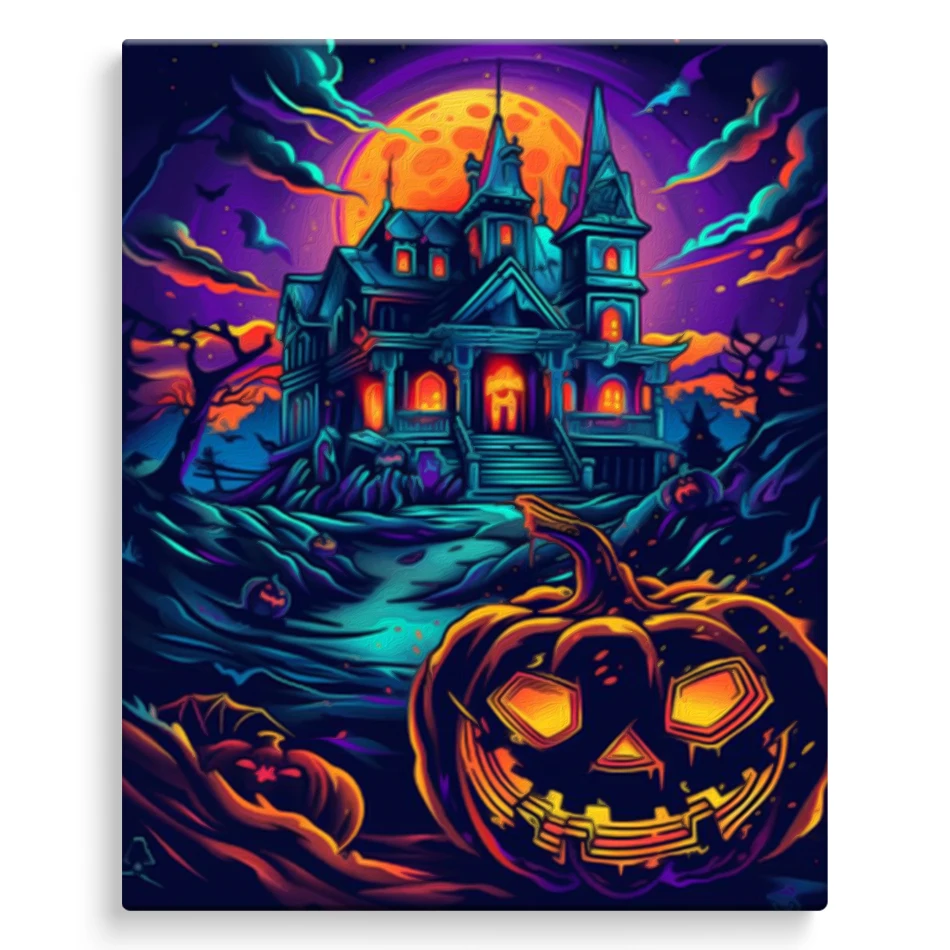 

SDOYUNO-Paint By Numbers Halloween Pumpkin Castle Abstract Landscape Art Crafts Handpainted Oil Painting On Canvas Picture Frame