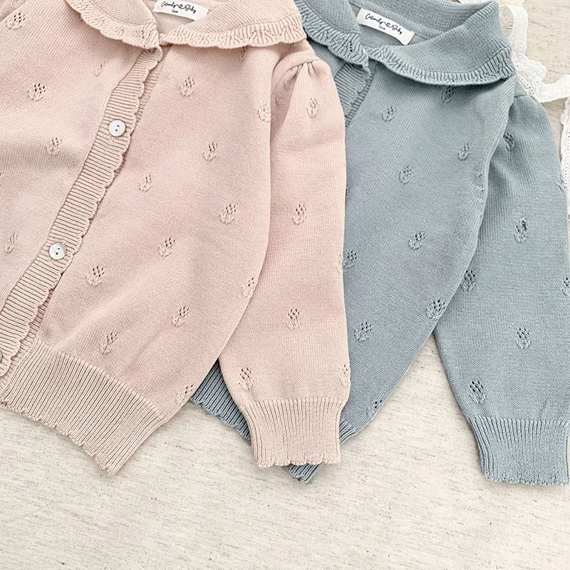 Child Baby Girl Sweater Cardigan Long Sleeves Knitted Lapel Sweater Coat Children Baby Girl Spring Autumn Sweater Clothes