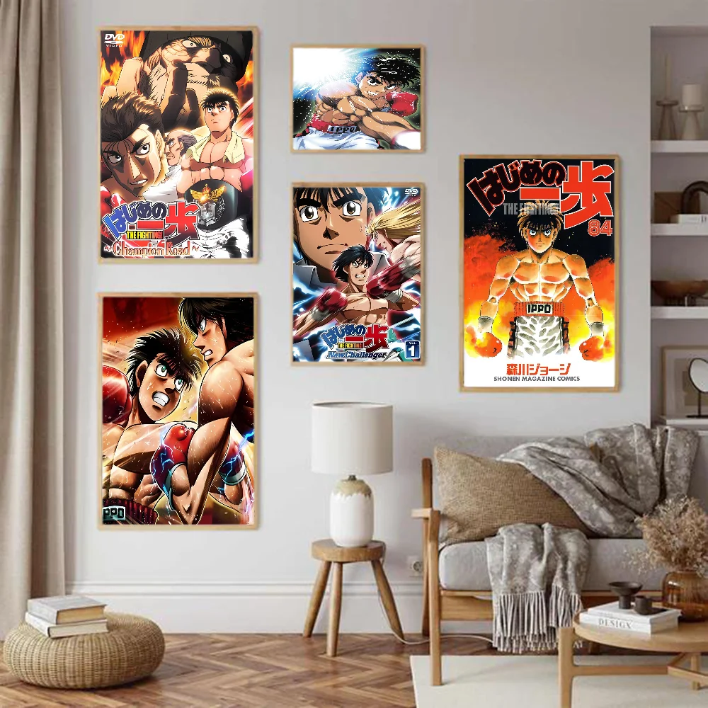 Hajime No Ippo Anime Classic Self-adhesive Art Poster Retro Kraft Paper Sticker DIY Room Bar Cafe Vintage Decorative Painting