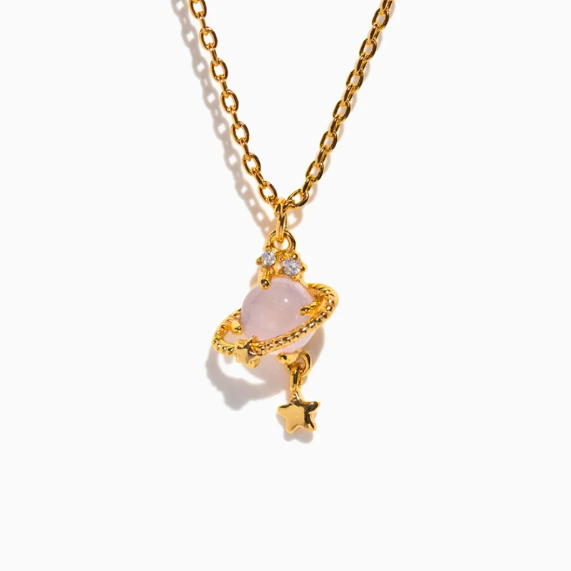 

Pink Jupiter Necklace Fashion Planet Saturn Necklace Planet Pendant Collarbone Chain Jewelry Female