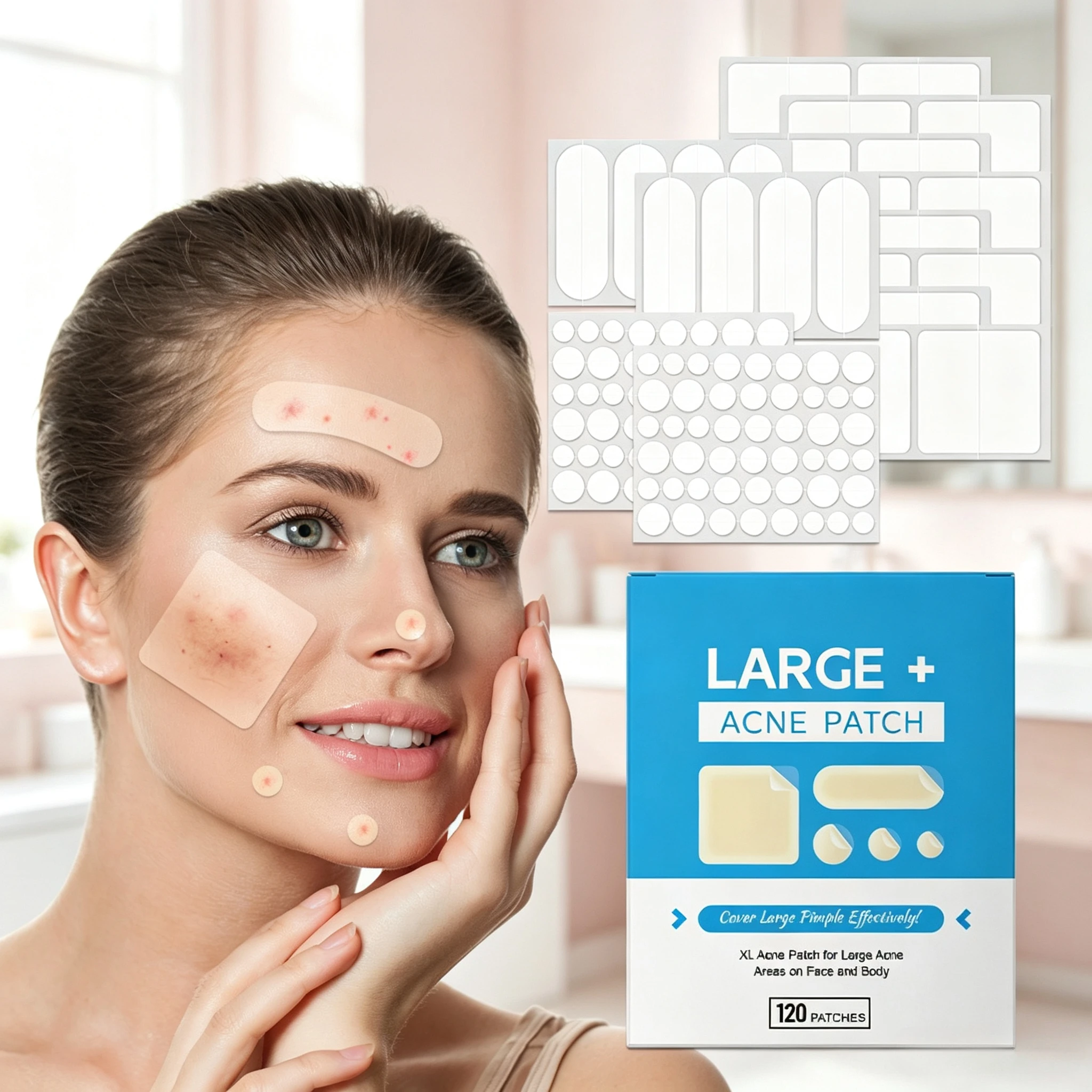 Multi Size Hydrocolloid Pimple Patches Mult‑use Acne Bandages for Face Forehead Cheek Back Body Skin Care Spot Cover Patches