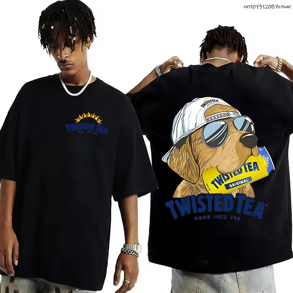 Camiseta de manga corta para hombre, camiseta Y2K de gran tamaño blanca con estampado de perro y cerveza Miller Lite, camiseta informal Vintage para fiesta 2026